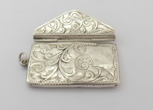 RARE SILVER DOUBLE ENVELOPE FORM STAMP CASE CHESTER C1914 - ADDITIONAL PHOTO 7