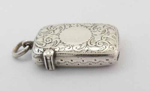 FINE VICTORIAN PETITE SILVER VESTA CASE CHESTER 1895 - ADDITIONAL PHOTO 10