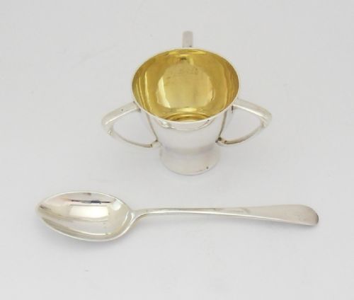 UNUSUAL EDWARDIAN CASED SILVER TYG EGG CUP SPOON - ADDITIONAL PHOTO 1
