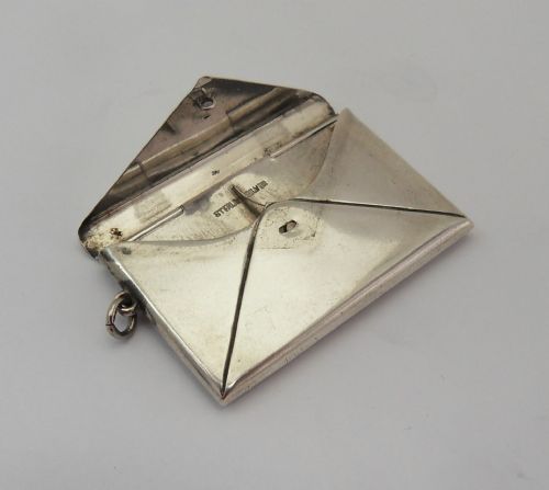SILVER ENVELOPE FORM DOUBLE STAMP CASE CIRCA 1930'S - ADDITIONAL PHOTO 4