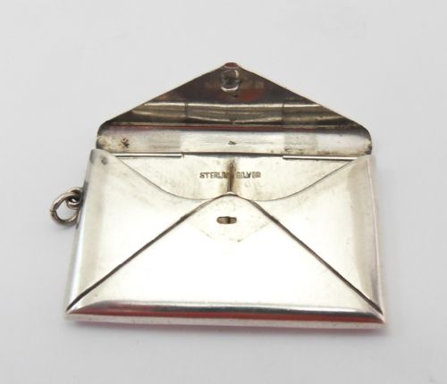 SILVER ENVELOPE FORM DOUBLE STAMP CASE CIRCA 1930'S - ADDITIONAL PHOTO 5