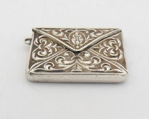 UNUSUAL ORNATE SILVER STAMP CASE CHESTER 1914 - ADDITIONAL PHOTO 1
