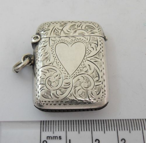 EXQUISITE 'HEART' SILVER VESTA CASE BIRMINGHAM 1912 - ADDITIONAL PHOTO 9