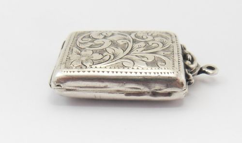 UNUSUAL EDWARDIAN SILVER STAMP CASE LOCKET BIRMINGHAM 1908 - ADDITIONAL PHOTO 5