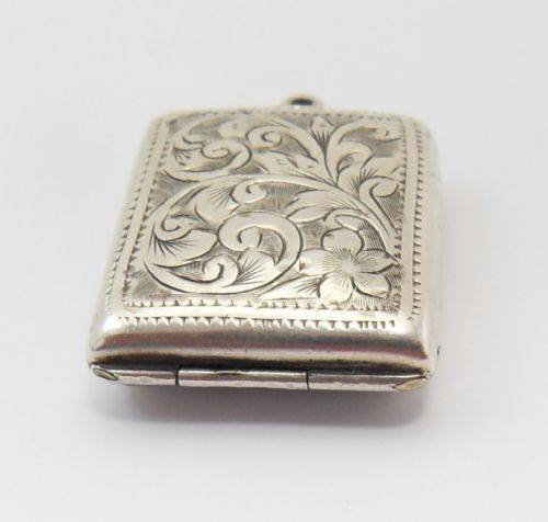 UNUSUAL EDWARDIAN SILVER STAMP CASE LOCKET BIRMINGHAM 1908 - ADDITIONAL PHOTO 6