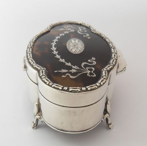 MAPPIN WEBB SILVER PIQUE TORTOISESHELL BOX BIRMINGHAM 1913 - ADDITIONAL PHOTO 1