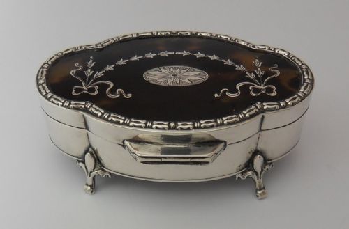 MAPPIN WEBB SILVER PIQUE TORTOISESHELL BOX BIRMINGHAM 1913 - ADDITIONAL PHOTO 2