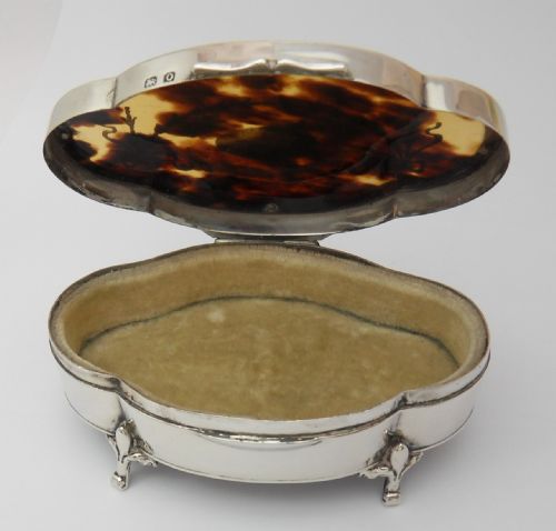 MAPPIN WEBB SILVER PIQUE TORTOISESHELL BOX BIRMINGHAM 1913 - ADDITIONAL PHOTO 4