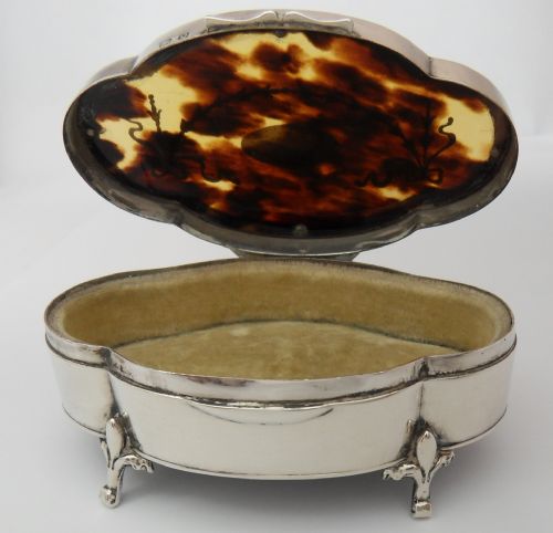 MAPPIN WEBB SILVER PIQUE TORTOISESHELL BOX BIRMINGHAM 1913 - ADDITIONAL PHOTO 5