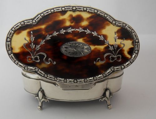 MAPPIN WEBB SILVER PIQUE TORTOISESHELL BOX BIRMINGHAM 1913 - ADDITIONAL PHOTO 7