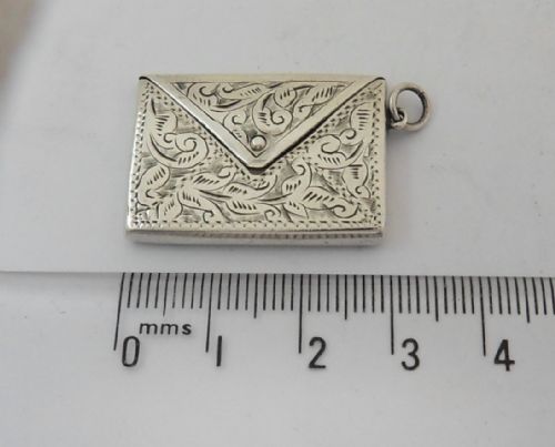 EDWARDIAN SILVER STAMP CASE RARE BUTTON FASTENING BIRMINGHAM 1902 - ADDITIONAL PHOTO 4