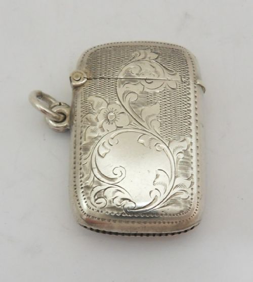 edwardian silver 'floral' vesta case birmingham 1903 - CATEGORY: ANTIQUE SILVER - DATED EDWARDIAN