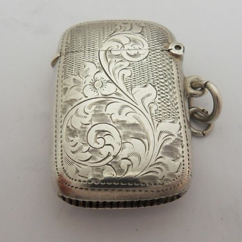 EDWARDIAN SILVER 'FLORAL' VESTA CASE BIRMINGHAM 1903 - ADDITIONAL PHOTO 8