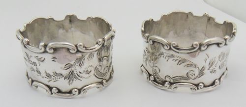 ORNATE PAIR OF CASED SOLID SILVER NAPKIN RINGS BIRMINGHAM 1919 - ADDITIONAL PHOTO 4