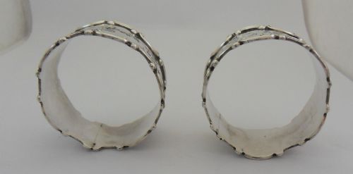 ORNATE PAIR OF CASED SOLID SILVER NAPKIN RINGS BIRMINGHAM 1919 - ADDITIONAL PHOTO 6
