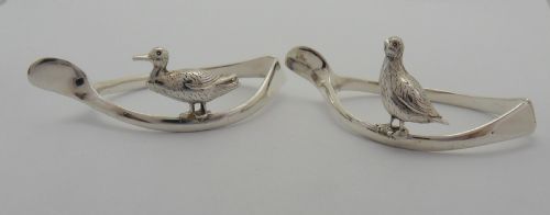 SUPERB PAIR OF SILVER GAME BIRD NAPKIN RINGS HALLMARKED 1920 - ADDITIONAL PHOTO 6
