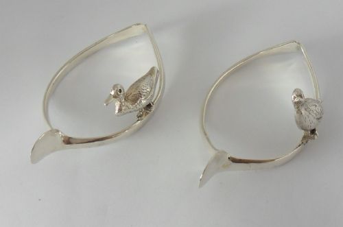 SUPERB PAIR OF SILVER GAME BIRD NAPKIN RINGS HALLMARKED 1920 - ADDITIONAL PHOTO 9