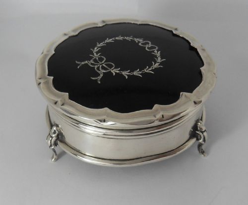 SUPERB SILVER TORTOISESHELL TRINKET BOX BIRMINGHAM 1923 - ADDITIONAL PHOTO 2
