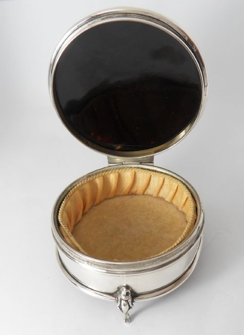 SUPERB SILVER TORTOISESHELL TRINKET BOX BIRMINGHAM 1923 - ADDITIONAL PHOTO 5