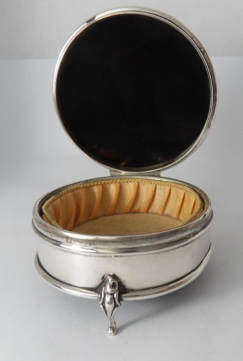 SUPERB SILVER TORTOISESHELL TRINKET BOX BIRMINGHAM 1923 - ADDITIONAL PHOTO 6