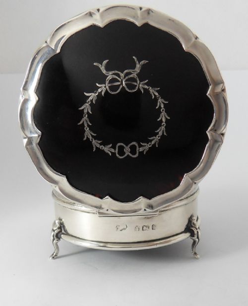 SUPERB SILVER TORTOISESHELL TRINKET BOX BIRMINGHAM 1923 - ADDITIONAL PHOTO 9