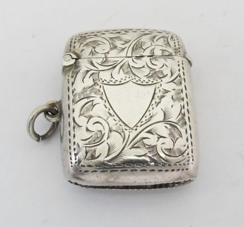 edwardian silver vesta case birmingham 1902 - CATEGORY: ANTIQUE SILVER - DATED EDWARDIAN
