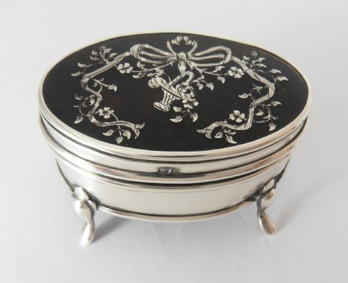 edwardian silver tortoiseshell trinket box by levi salaman - CATEGORY: ANTIQUE SILVER - DATED EDWARDIAN