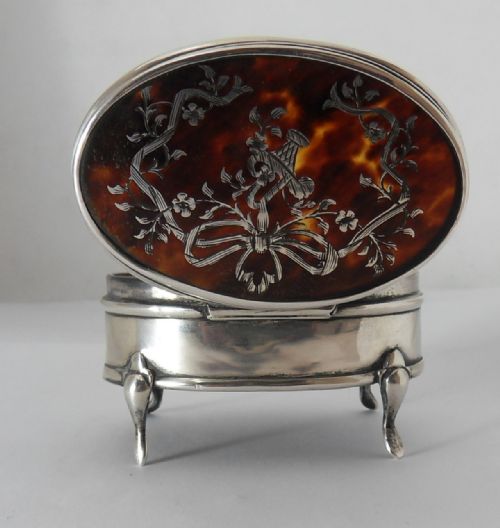 EDWARDIAN SILVER TORTOISESHELL TRINKET BOX BY LEVI SALAMAN - ADDITIONAL PHOTO 3