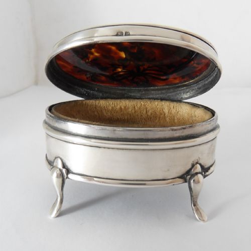 EDWARDIAN SILVER TORTOISESHELL TRINKET BOX BY LEVI SALAMAN - ADDITIONAL PHOTO 5