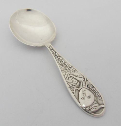 scottish silver humpty dumpty child's nursery spoon glasgow 1930 - CATEGORY: ANTIQUE SILVER - DATED 1930