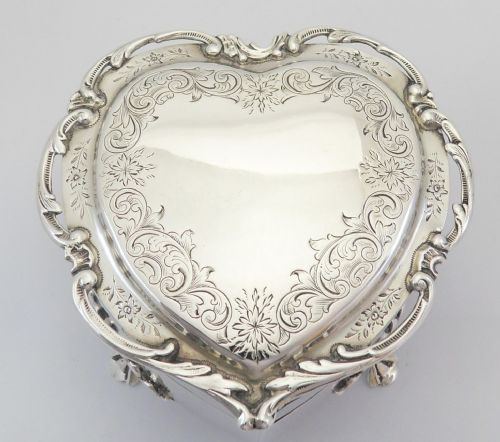 SUPERB SILVER HEART TRINKET BOX BIRMINGHAM 1905 - ADDITIONAL PHOTO 1
