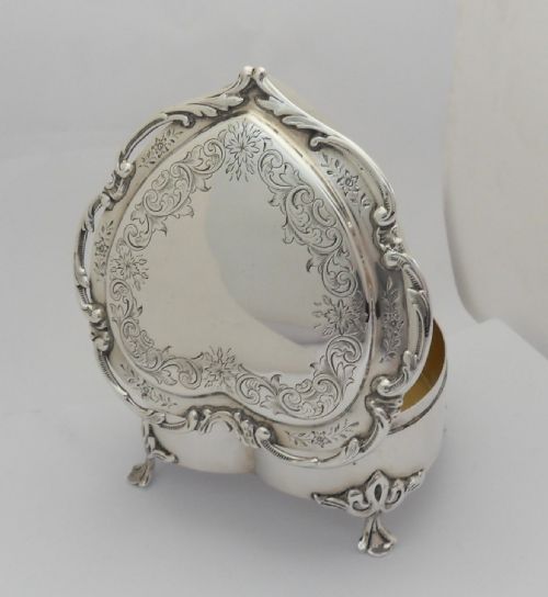 SUPERB SILVER HEART TRINKET BOX BIRMINGHAM 1905 - ADDITIONAL PHOTO 2