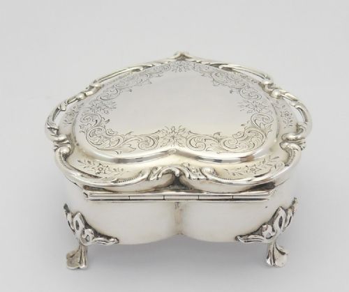 SUPERB SILVER HEART TRINKET BOX BIRMINGHAM 1905 - ADDITIONAL PHOTO 7