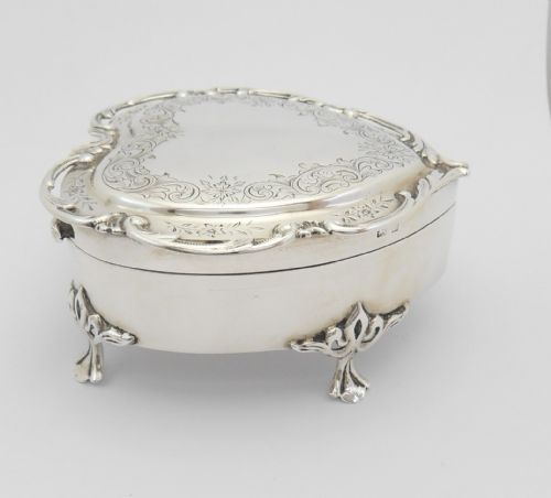 SUPERB SILVER HEART TRINKET BOX BIRMINGHAM 1905 - ADDITIONAL PHOTO 10