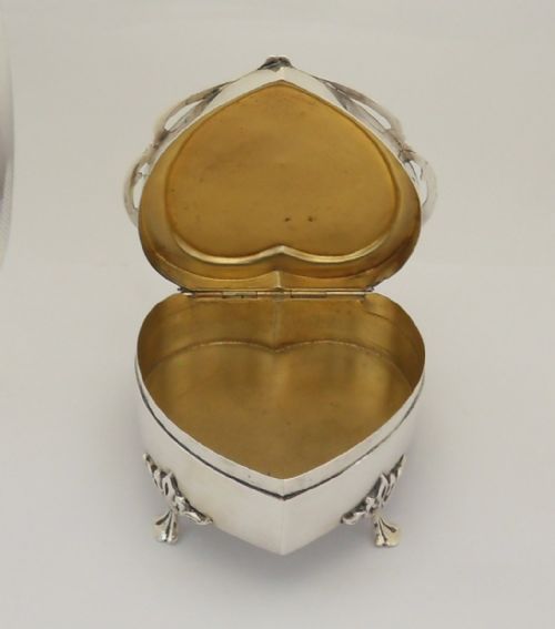 SUPERB SILVER HEART TRINKET BOX BIRMINGHAM 1905 - ADDITIONAL PHOTO 11