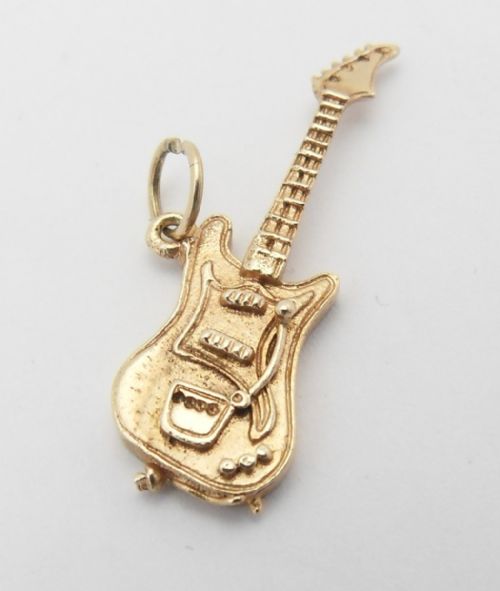 hallmarked 9ct gold london 1963 fender guitar pendant charm - CATEGORY: ANTIQUE JEWELLERY - DATED 1960