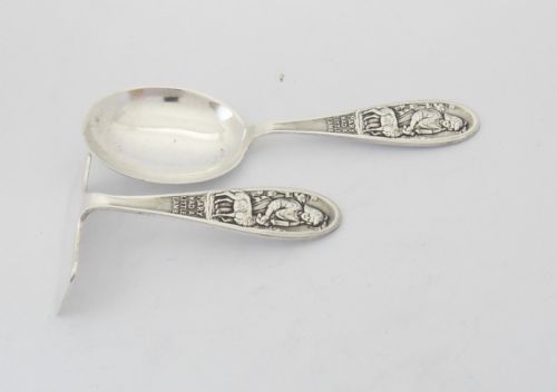 SILVER SPOON PUSHER NURSERY CHRISTENING SET CHESTER 1956 - ADDITIONAL PHOTO 1