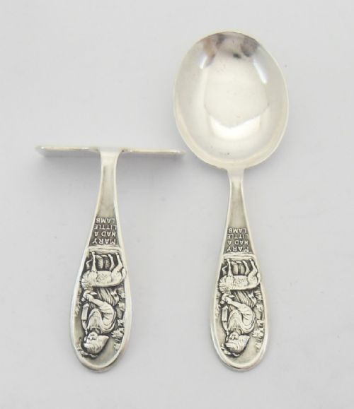 SILVER SPOON PUSHER NURSERY CHRISTENING SET CHESTER 1956 - ADDITIONAL PHOTO 2