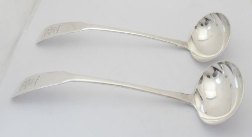 rare pair of scottish provincial silver ladles aberdeen 1824 1891 - CATEGORY: ANTIQUE SILVER - DATED VICTORIAN