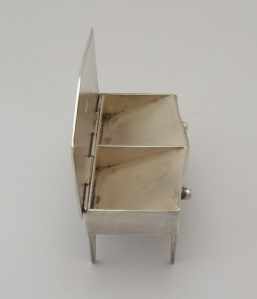 RARE EDWARDIAN SILVER DOUBLE STAMP CASE HOLDER IN DESK FORM - ADDITIONAL PHOTO 5
