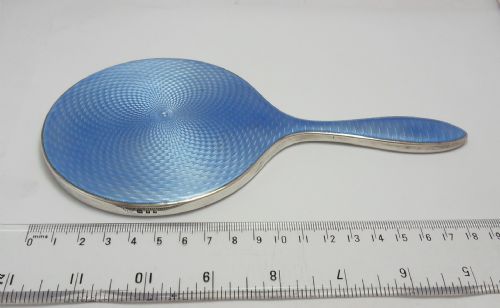 SUPERB SILVER GUILLOCHE ENAMEL HAND MIRROR LONDON 1931 - ADDITIONAL PHOTO 5