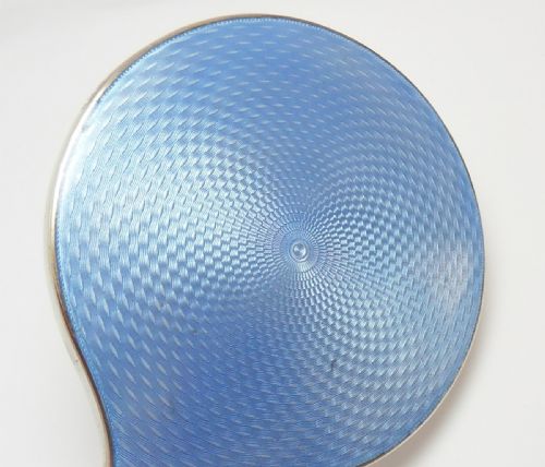 SUPERB SILVER GUILLOCHE ENAMEL HAND MIRROR LONDON 1931 - ADDITIONAL PHOTO 7