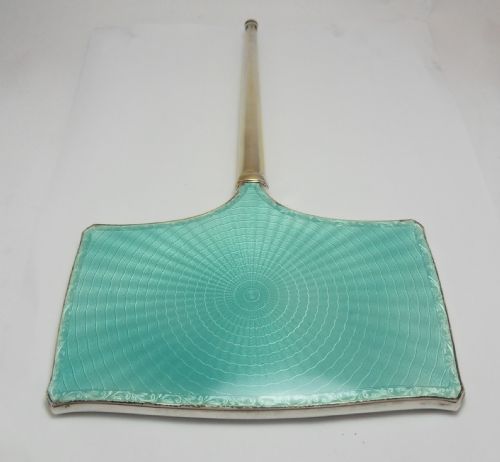 ART DECO SILVER ENAMEL HAND MIRROR BIRMINGHAM 1929 - ADDITIONAL PHOTO 1