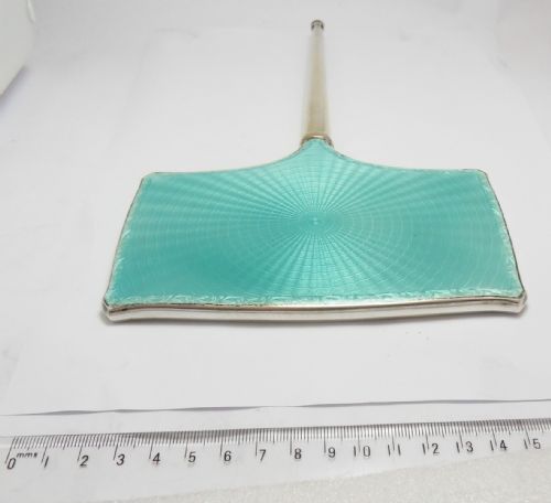 ART DECO SILVER ENAMEL HAND MIRROR BIRMINGHAM 1929 - ADDITIONAL PHOTO 2