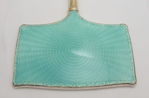 ART DECO SILVER ENAMEL HAND MIRROR BIRMINGHAM 1929 - ADDITIONAL PHOTO 3