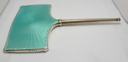 ART DECO SILVER ENAMEL HAND MIRROR BIRMINGHAM 1929 - ADDITIONAL PHOTO 6