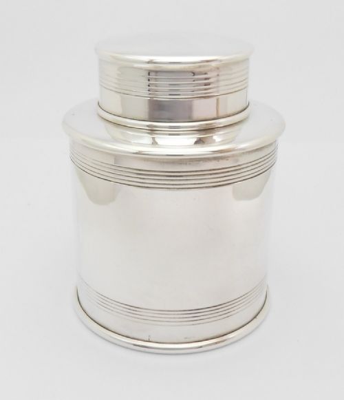 fine silver tea caddy goldsmiths silversmiths london 1911 - CATEGORY: ANTIQUE SILVER - DATED 1920