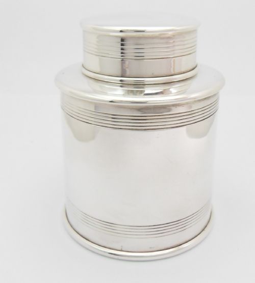 FINE SILVER TEA CADDY GOLDSMITHS SILVERSMITHS LONDON 1911 - ADDITIONAL PHOTO 1