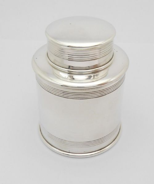 FINE SILVER TEA CADDY GOLDSMITHS SILVERSMITHS LONDON 1911 - ADDITIONAL PHOTO 2