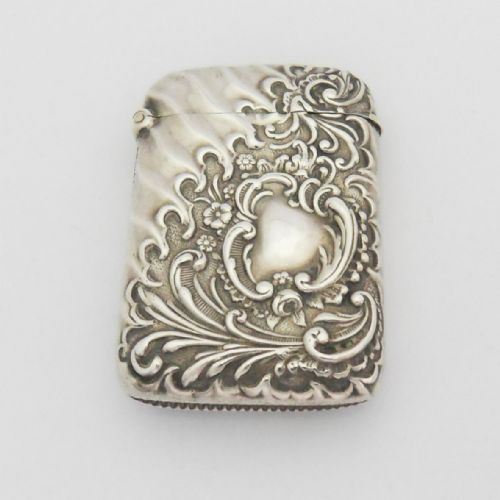 stunning victorian silver vesta case birmingham 1894 - CATEGORY: ANTIQUE SILVER - DATED VICTORIAN